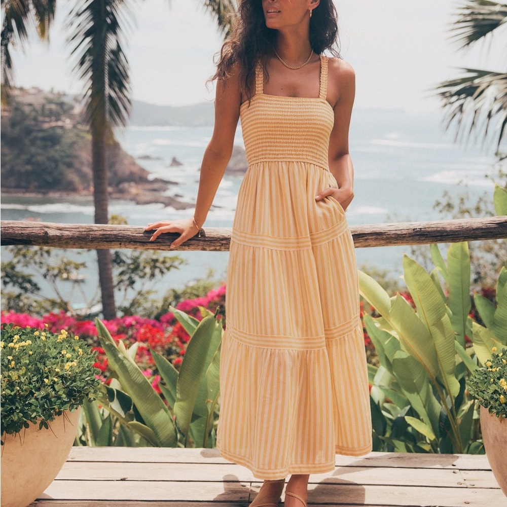 Marine Layer Yellow Striped Maxi Dress